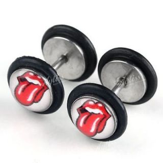 Steel Screw Round Coin Barbell Earrings Stud Fake Cheater Plugs