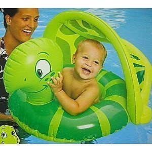 SWIMWAYS SUN CANOPY GREEN TURTLE BABY FLOAT 9 24 MONTHS STEP 1