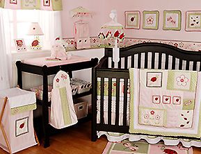 LADY BUG Baby Girls 6 Piece Crib Bedding Set By Kids Line NIP