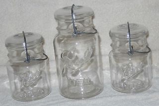 Vintage 2 Ball Pint Wire Bail Jars and 1 Quart with glass lids No. 5