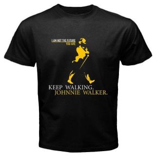 New Hot Johnnie Walker Whiskey Mens Black T Shirt Size S   3XL