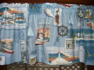 Valance Nautical Ships Boats Patchwork cotton fabric curtain