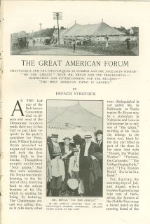 1912 Chautauqua Summer Tent Meetings Winter Lyceum Talks
