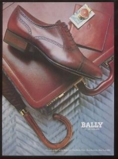 1982 Bally cap toe shoes briefcase photo print ad