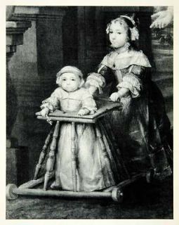 1950 Rotogravure Baby Girl Go Cart Elder Sister Gonzales Coques