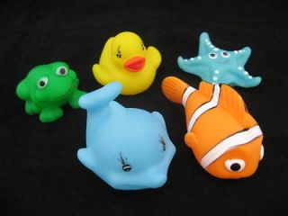 Newly listed 5 Pcs Baby Bath Toy Yellow Duck Frog Dolphin Clown Fish