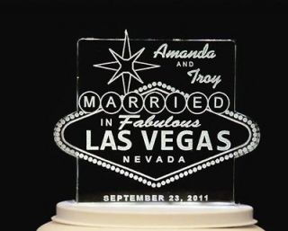 Wedding Cake Topper Las Vegas Cake Topper Optional LCD Lighted base