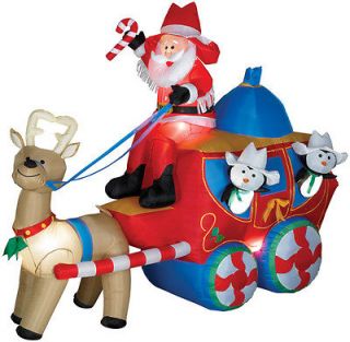 Airblown Santa Claus Christmas Stage Coach Inflatable Yard