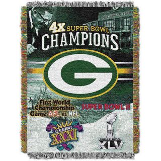 Green Bay Packers Super Bowl Commemorative 48x60 Woven Tapestry Throw
