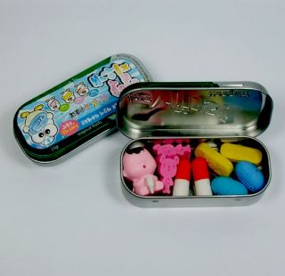 WACKY erasers collectible rubber PUZZLE eraser BABY CAPSULES PILLS