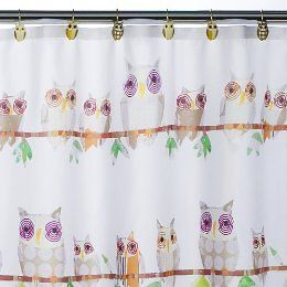 Hoot Owl Kids Shower Curtain BATHROOM Bird Cute NEW