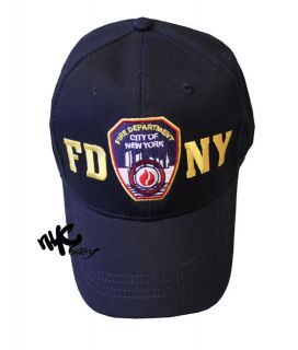 FDNY BASEBALL HAT BALL CAP NAVY YELLOW FIRE DEPARTMENT NEW YORK BADGE