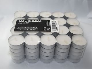 White Ikea Unscented Tealights Candles Glimma 1 1/2 inches burn time 4