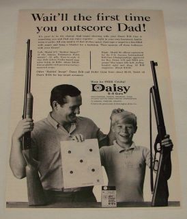 1968 Daisy bb gun ad ~ FIRST TIME YOU OUTSCORE DAD