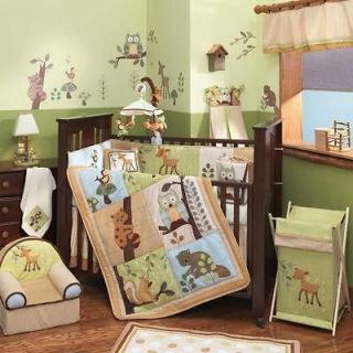 Patchwork Tree Forest Animals Crib Bedding Set For Boys And Girls