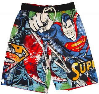 DC Comics Superman Boys Kids Swim Trunks Shorts Beach New