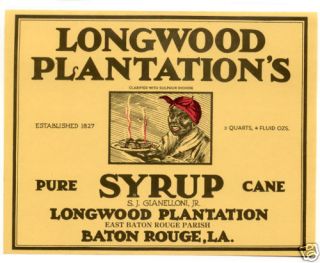 Syrup sorghum molasses can label Baton Rouge, La mammy