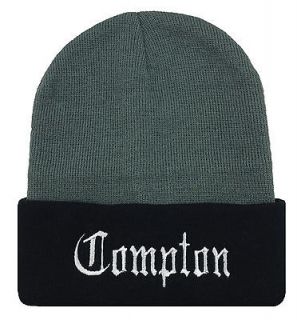NEW COMPTON EMBROIDERED CUFFED BEANIE CAP HAT MANY COLORS AVAILABLE