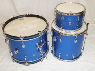 Ludwig 1966 Vintage 3 piece 12 16 20 Blue Sparkle Drumset FREE