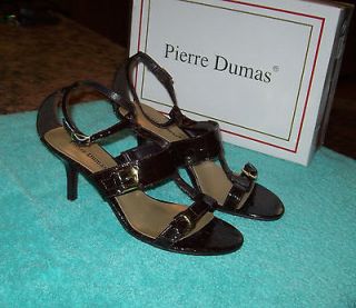 Pierre Dumas Brown Crock Print Strappy Heels Shoes 8 New