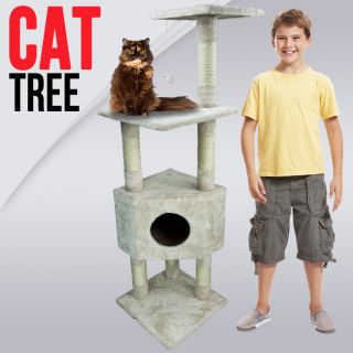53 Cat Tower Tree w Condo Scratcher Furniture Kitten House Beige Bed