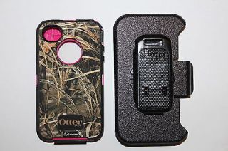 OTTERBOX DEFENDER CASE & BELT CLIP IPHONE 4 4S PINK SHELL & REAL TREE