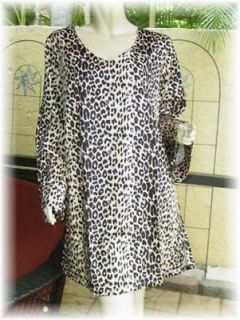 New BEDHEAD Leopard Short Caftan Pajama L NWT Sleepshirt Gown Cotton
