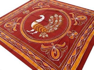 * PEACOCK * BEDSPREAD QUEEN WALL HANGING BED SHEET TAPESTRY INDIA
