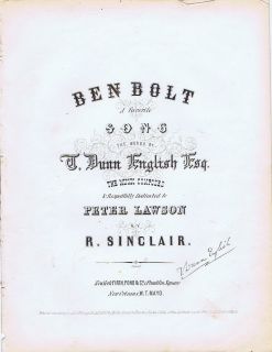 Ben Bolt A Favorite Song, 1850, antique vintage sheet music