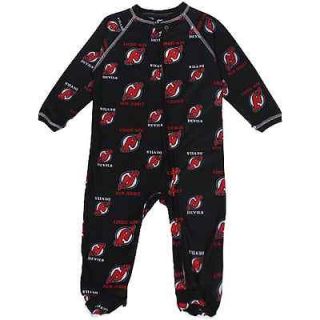 New Jersey Devils Infant Logo Print Coverall Sleeper   Black