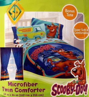 SCOOBY DOO TWIN COMFORTER SHEETS DRAPES 5PC BEDDING SET NEW