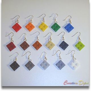 LEGO® Fashion Dangle Earrings   Single 2x2 plates   16 colors
