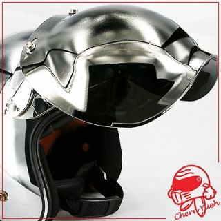 Chrome Bubble Shield Visor Face Mask & Base for Open Face Helmets