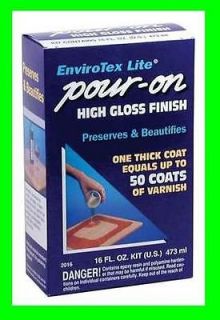 Envirotex Lite Pour On High Gloss Finish 16 oz Preserves Surfaces 4 sq