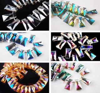 Trapezia Charms Faceted Glass Crystal Necklace Findings Spacer Beads