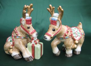 Reindeer EUC in Box Salt & Pepper Shakers 2003 Santas Flight Deer