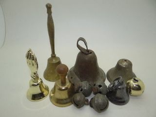 Vintage Lot Used Old Metal Brass Small Hand Ringer Sleigh Bells Parts