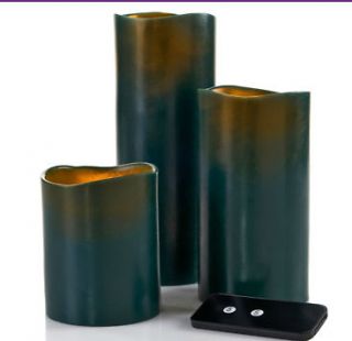 Nate Berkus Set of 3 Flameless Candles with Remote   Multiple Colors