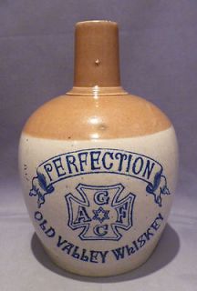 BLUE PERFECTION OLD VALLEY STAR OF DAVID QUART SIZE STONEWARE WHISKY