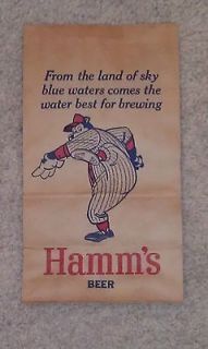 Sky Blue Water Double Sided Hamms Bear Beer Sign on a Bag Check out