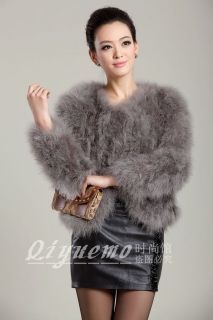 1002p NEW Real Fur Ostrich Feather Fur Coat Jacket winter Fashion