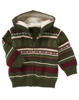 GYMBOREE GRIZZLY LAKE GREEN FAIR ISLE HOODED SWEATER 3 6 2T 3T 4T 5T
