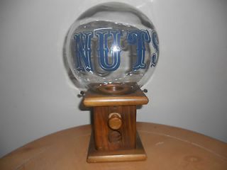 Vintage Wood And Glass Nut Dispenser