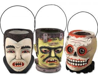 MONSTER Candy Buckets Dracula Skull Greg Guedel Bethany Lowe HALLOWEEN