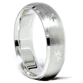 Mens Star Solid Sterling Silver 6MM Comfort Fit Heavy Wedding Ring