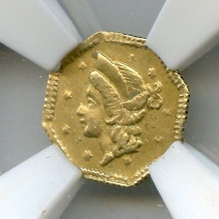 Rare 1853 California Fractional Gold 1/4 $ BG 101 NGC First BG Variety
