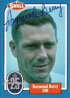 RAYMOND BERRY SIGNED 25th ANNIVERSARY SWELL CARD~FOOTBALL HALL OF