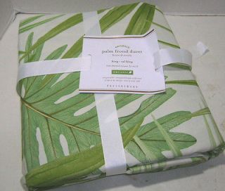Pottery Barn Green Palm Frond Leaf King Duvet Cover Brand New