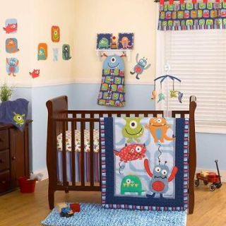 Blue and Red Colorful Monsters Cheap Baby Boys 4p Alien Nursery Crib