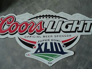 Rare Coors Light Beer Tin Sign  33 x 18Official Beer Sponsor Super